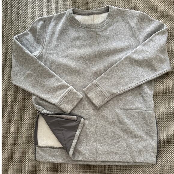 LULULEMON Yes Fleece Crewneck Side Zips Pocket Sweatshirt Sweater Gray 10 - Picture 3 of 7